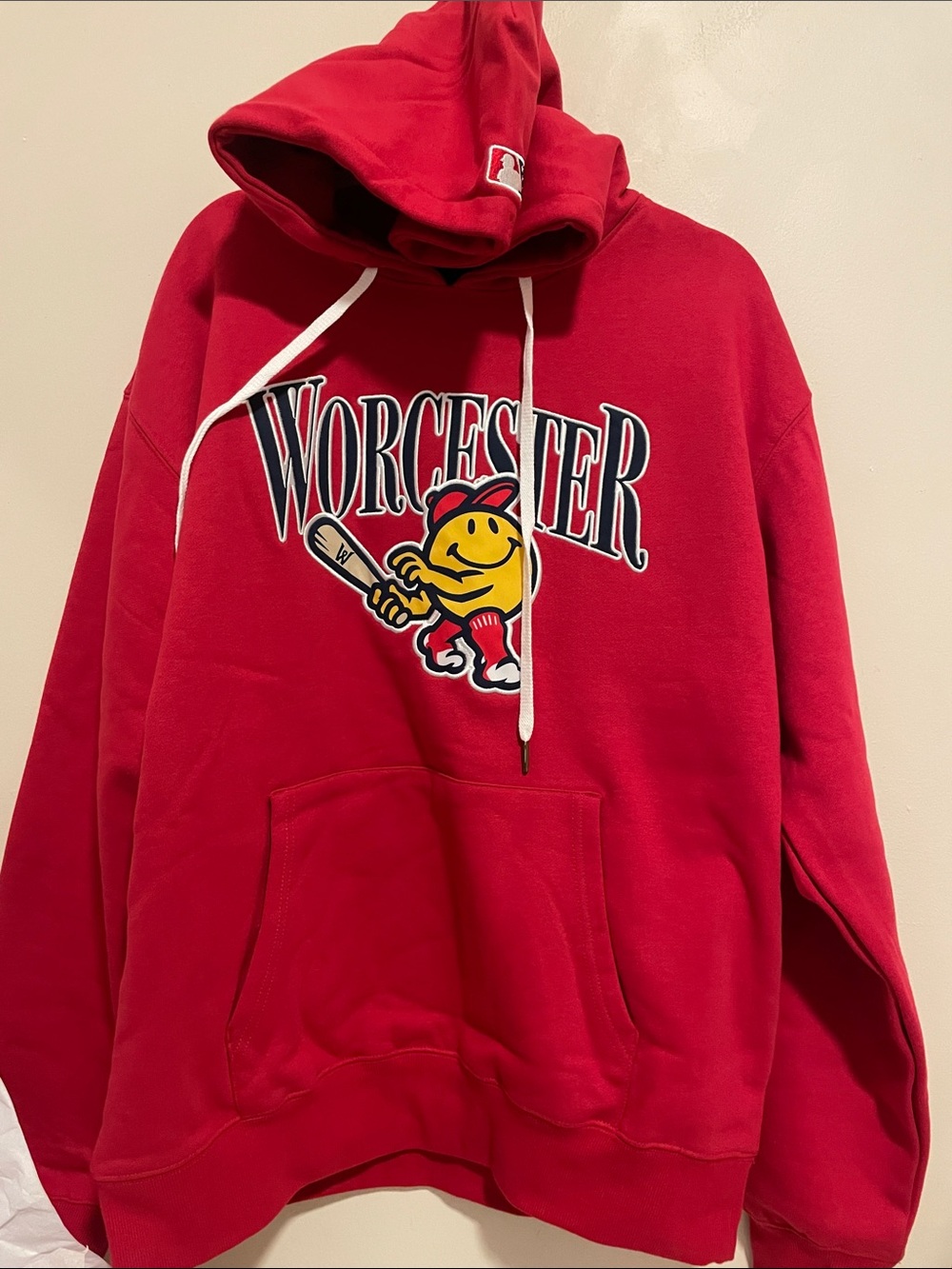 Ebbets Field Flannels Red Worcester Graphic Crewneck Hoodie